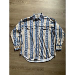 Cumberland Outfitters Men’s XL Pearl Snap Western Shirt Rodeo Blue Aztec Print